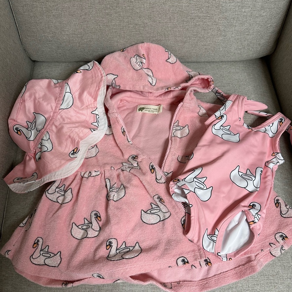 Pink Swan Baby Outfit Set